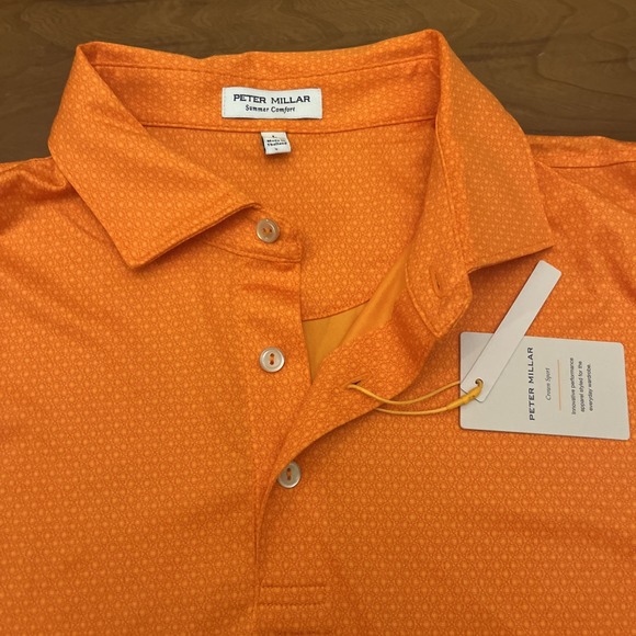 Peter Millar Other - Peter Millar Summer Comfort Tesseract Geometric Golf Polo Orange Men's Large
